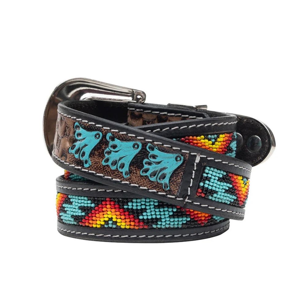 NWT in Heavy Canvas Dust Bag Myra Bag Leather & Beaded Western Belt with Buckle - Picture 3 of 9